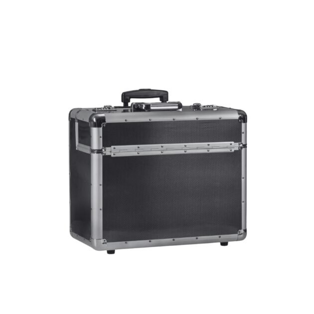 Pilotenkoffer Aluminium Trolley Zwart